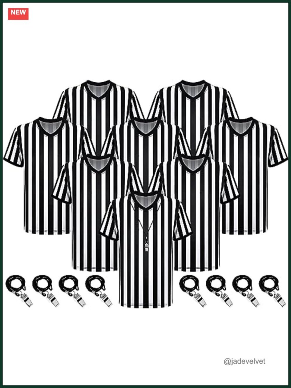Referee Shirt Set with Whistles V Neck Quick Dry Polyester Umpire Jersey